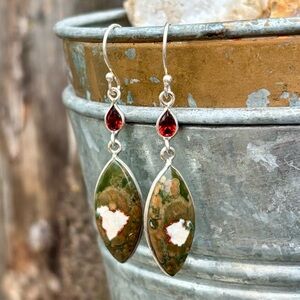 Ocean Jasper & Garnet Earrings